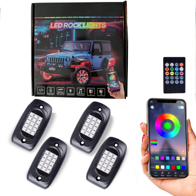 Uzaktan Kumandalı DC 12V Kararlı RGB Kaya Işıkları 8 Adet Neon Underglow