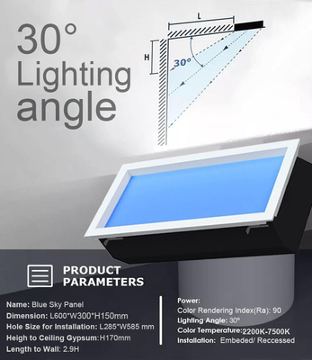 Tavan Rezerv Yüksekliği 300mm Yüksek Tavan Alanları için Yapay Gökyüzü Işığı 7 Gün İçinde Hızlı Kargo Ürün Boyutu G600*E300*Y150mm 40W