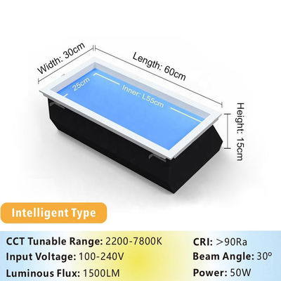 Akıllı LED Skylight Panel, 40W, 2100-7800K CCT, Hafifletilebilir, APP & Uzaktan Kumanda, Güneş doğuşundan günbatımına Simülasyon