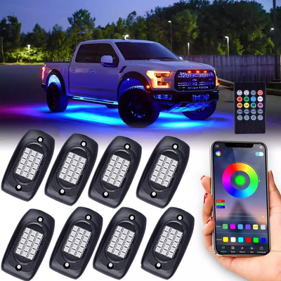 Motosiklet 4 Pod Kaya Işıkları RGBW, Darbeye Dayanıklı Renk Değiştiren Kaya Işıkları Bluetooth