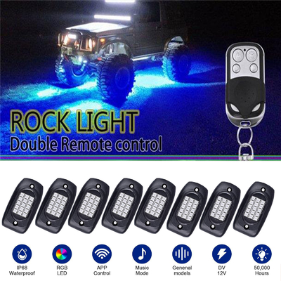 Çoklu Sahne 8 Pod RGB Rock Işıkları Müzik Modu ile Kararlı APP Kontrolü