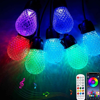 Kısılabilir 48ft RGB Dize Işık Suya Dayanıklı DC12V 15 Ampul Uygulama Kontrolü