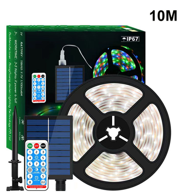 Uzunluk 5M 10M LED Güneş Şerit Işığı 2835 Dış Mekan Suya Dayanıklı Sıcak Beyaz